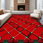 Red Tartan Diamond Lattice Rug