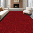 Crimson Swirls Abstract Curlicue Rug