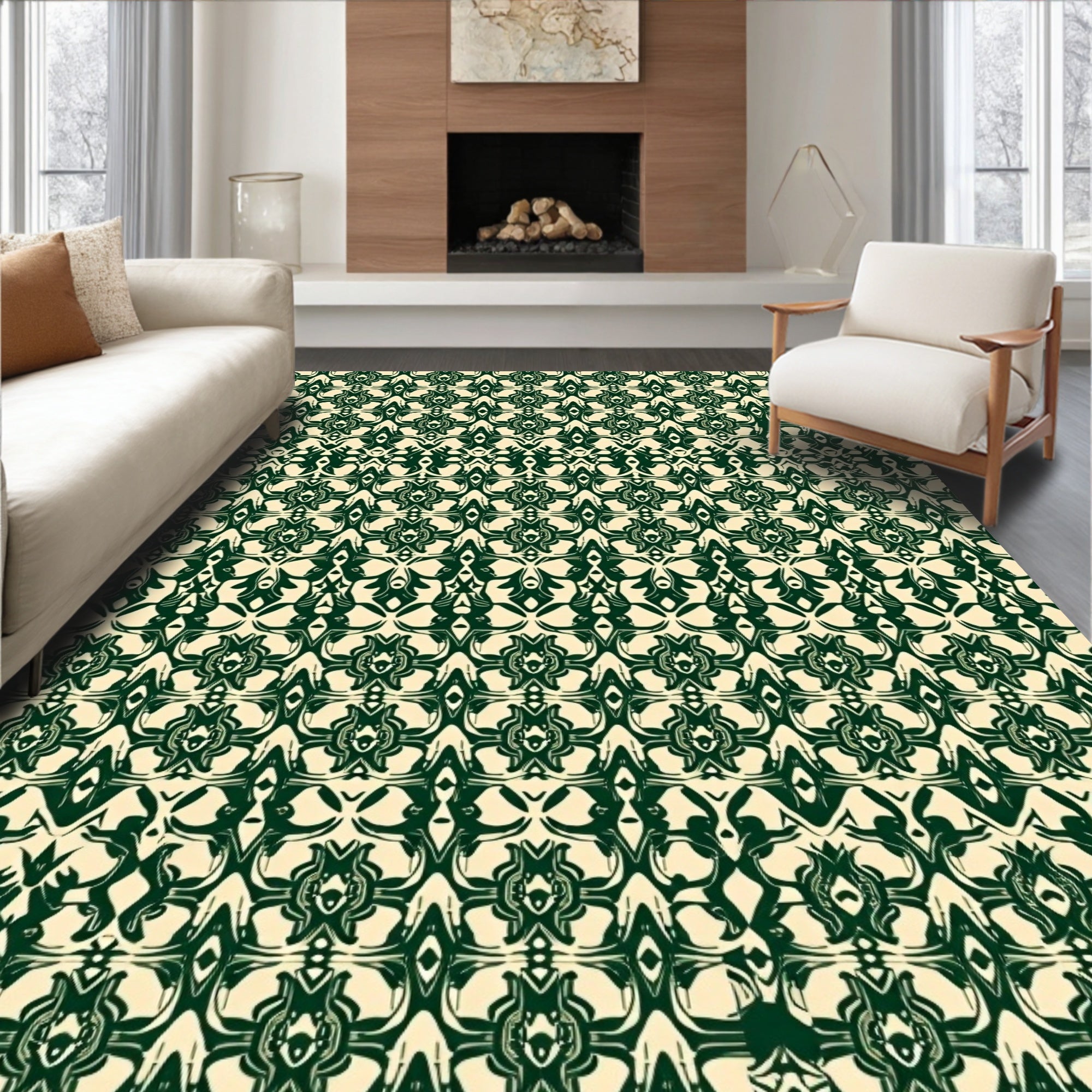 Emerald Vintage Floral Interlock Rug