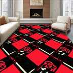 Bold Crimson Jagged Diamond Rug