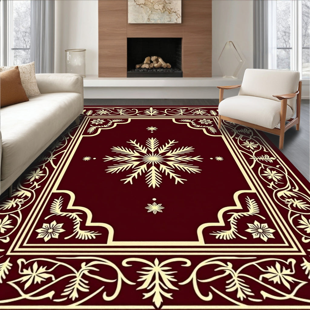 Crimson Floral Vine Medallion Rug