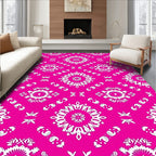 Hot Pink White Medallion Paisley Rug