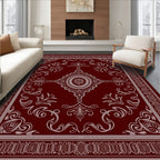 Crimson Garden Medallion Scroll Rug