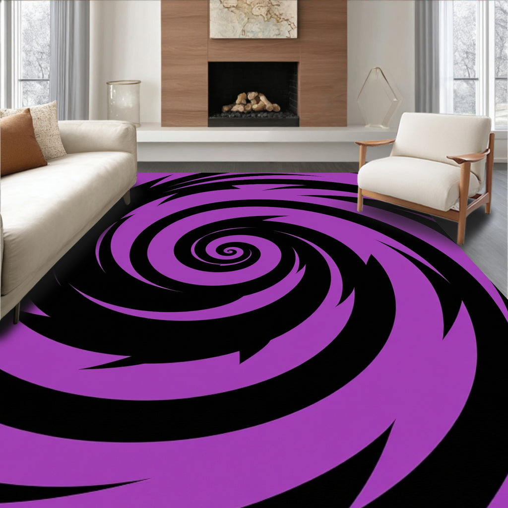Purple Black Spiral Vortex Rug