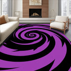 Purple Black Spiral Vortex Rug