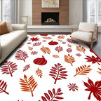 Autumn Leaves Pumpkins Falling Motif Rug