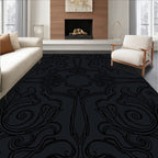 Dark Gray Baroque Swirl Floral Rug