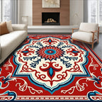 Vibrant Crimson Floral Medallion Rug