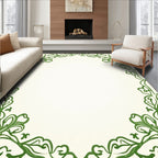 Emerald Green Floral Vine Border Rug