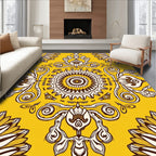Golden Yellow Floral Medallion Symmetry Rug