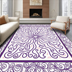 Whimsical Purple Swirl Center Bloom Rug