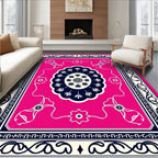 Vibrant Pink Navy Floral Scroll Rug