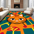 Playful Orange Cat Gift Wrapped Scene Rug