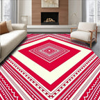 Bold Red Cream Diamond Tiling Rug