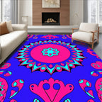 Vibrant Fuchsia Blue Medallion Mandala Rug