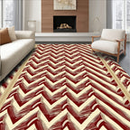 Crimson Cream Jagged Stripe Relief Rug