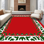 Vibrant Red Holly Berry Border Rug