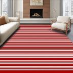 Bold Red White Linear Stripe Accent Rug