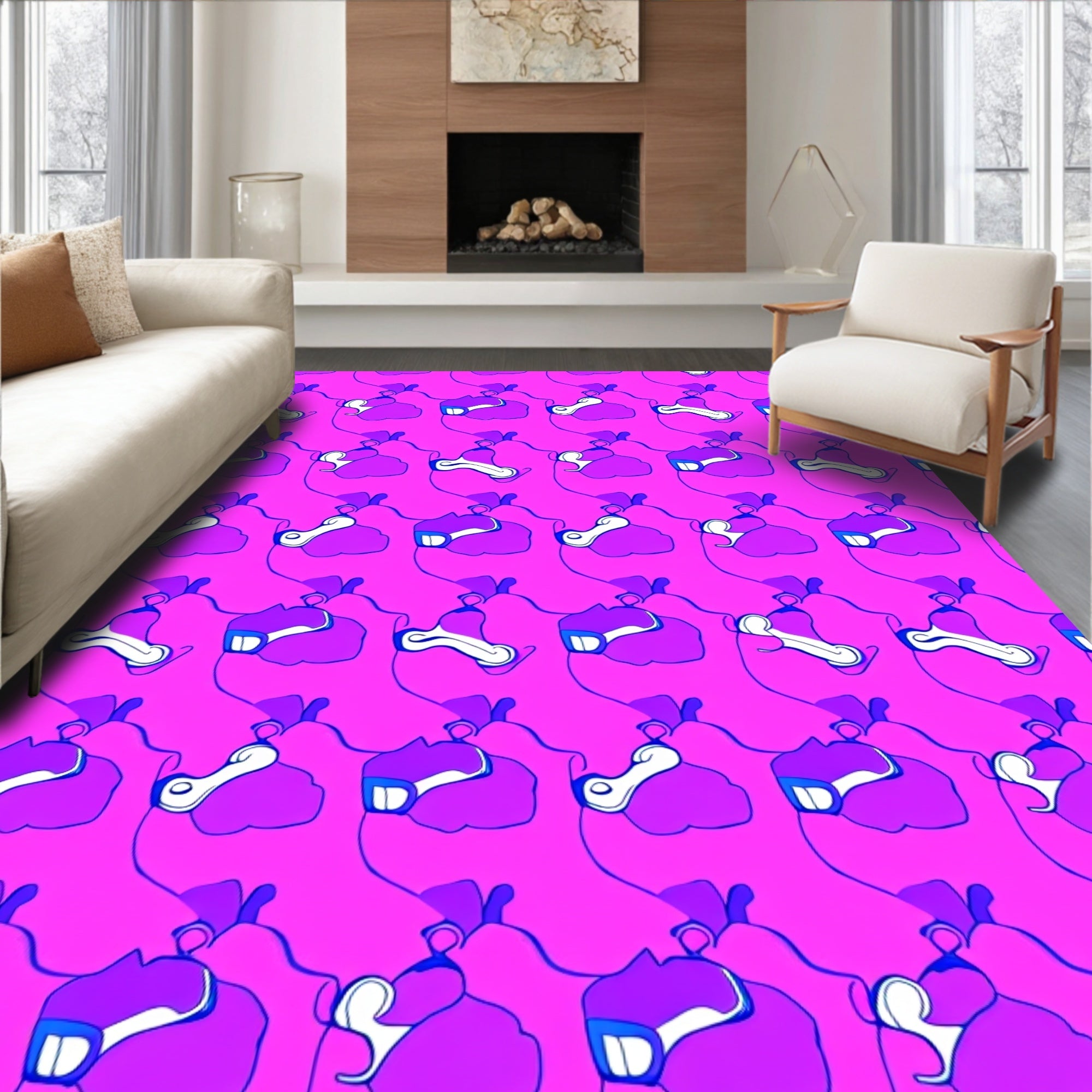 Vibrant Pink Purple Organic Flow Rug