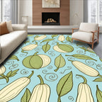 Whimsical Green Squash Leaf Swirls Rug