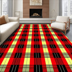 Bold Red Yellow Plaid Squares Rug
