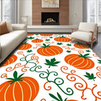 Orange Pumpkin Leaf Swirl Autumn Rug