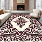 Crimson Ivory Floral Frame Rug