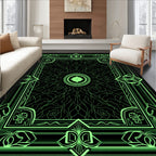Vibrant Lime Green Geometric Mandalas Rug