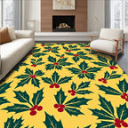 Festive Holly Berry Yellow Repeat Rug