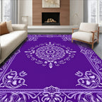 Vibrant Purple Mandala Floral Frame Rug