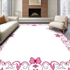 Enchanting Pink Butterfly Filigree Frame Rug