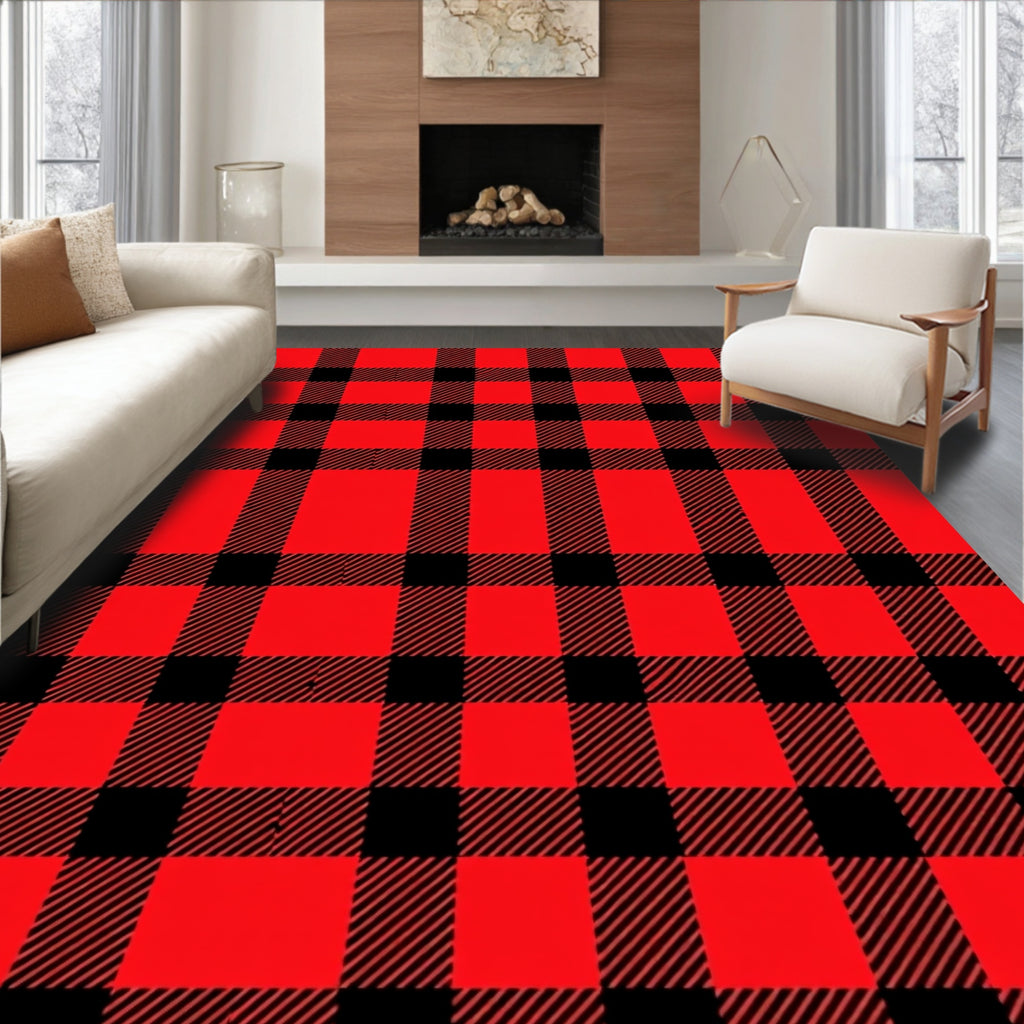 Lumberjack Gingham Red Black Crossing Rug