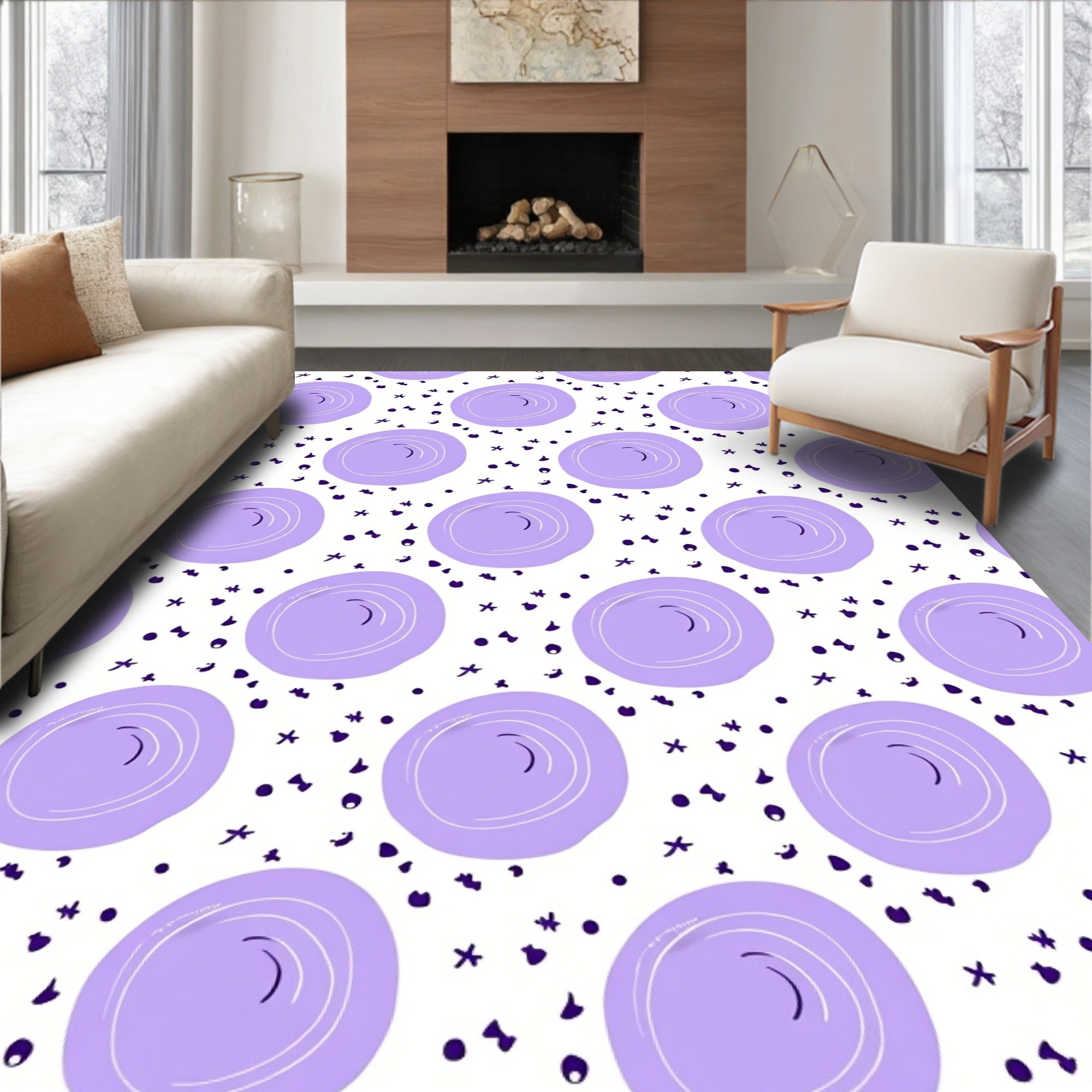 Pastel Purple Abstract Circles Sprinkle Rug