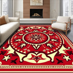 Crimson Starburst Medallion Floral Rug