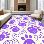 Purple Paw Swirl Cream Rug