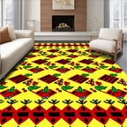 Vibrant Red Folkloric Floral Diamond Rug