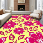 Vibrant Fuchsia Floral Bloom Garden Rug