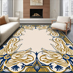 Navy Gold Art Nouveau Border Rug