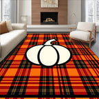 Orange Red Plaid Pumpkin Rug