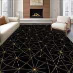 Black Gold Geometric Starburst Medallion Rug