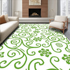 Whimsical Green Floral Swirl Rug