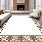 Golden Floral Scroll Border Rug