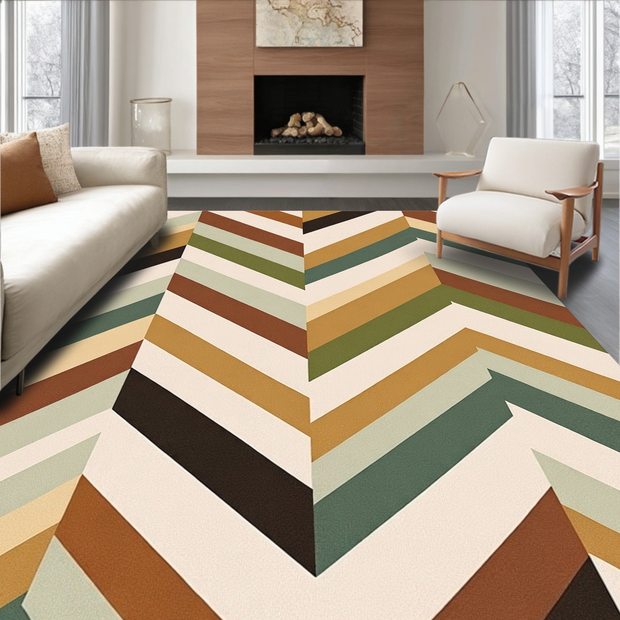 Geometric Chevron Earth Tone Rug