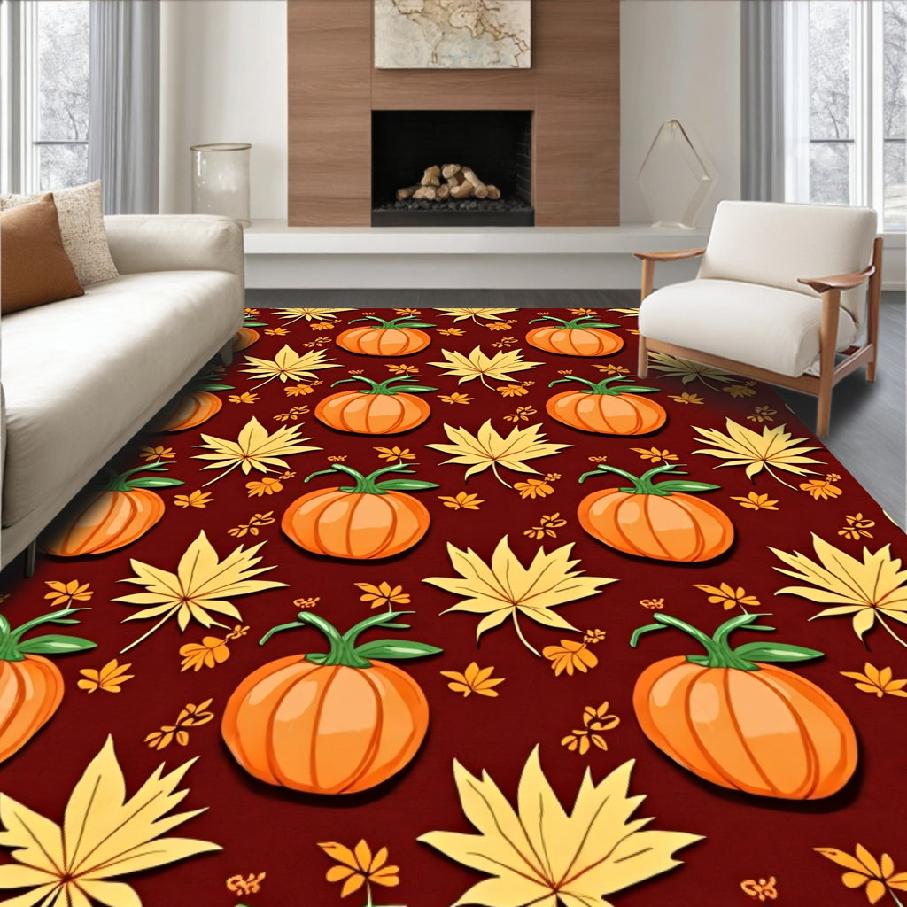 Autumn Pumpkin Leaf Autumn Red Rug
