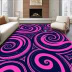 Vibrant Pink Swirls Dark Navy Rug