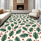 Evergreen Sprigs Red Berry Whimsy Rug