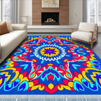 Vibrant Blue Floral Sunburst Rug