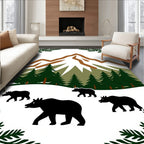 Woodland Mountain Bears Pine Forest Rug