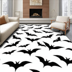 Black Bat Silhouette Collage Rug