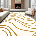 Golden Waves Abstract Contemporary Rug